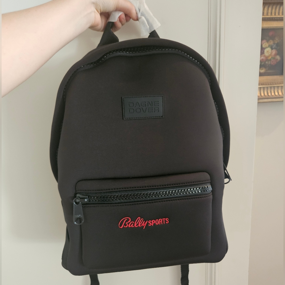 NEW Dagne Dover Medium Dakota Black Backpack with Bally Sports Engraved